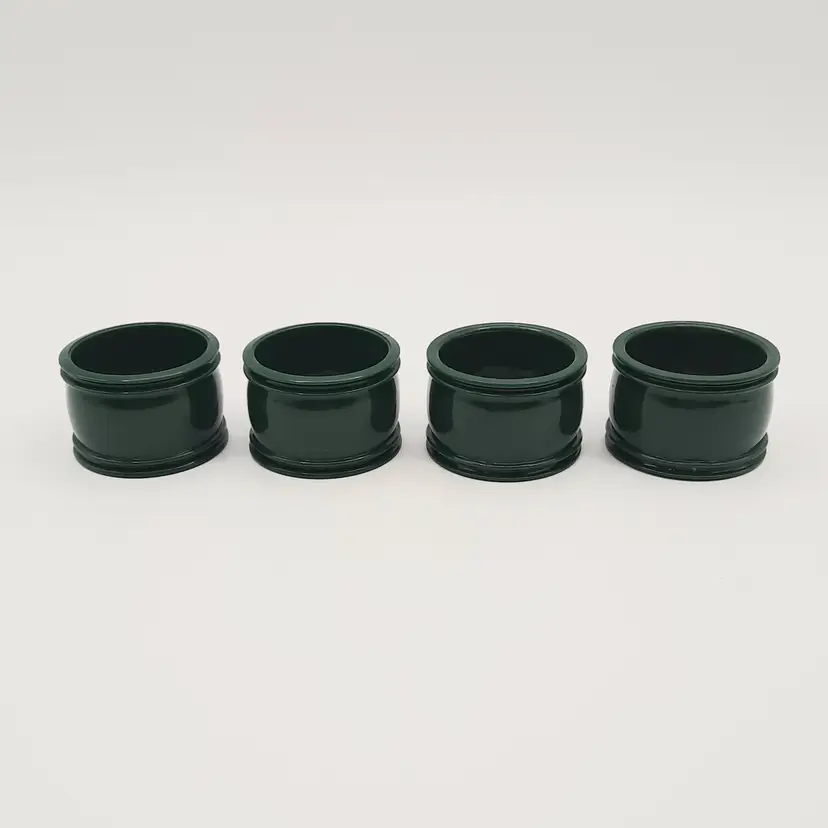 Vintage Green Plastic Napkin Rings Hong Kong Set of 4