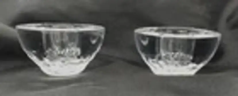Vintage Ralph Lauren Hewitt Pattern Crystal Candle Stick Holders Pair (2) Signed.