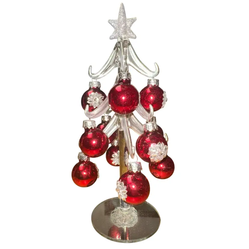 Acrylic/Plastic Christmas Tree On Mirrored Base 8”