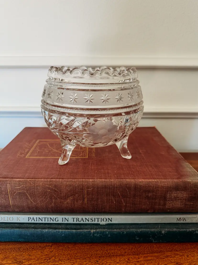 Early American Pressed Glass Rose Bowl