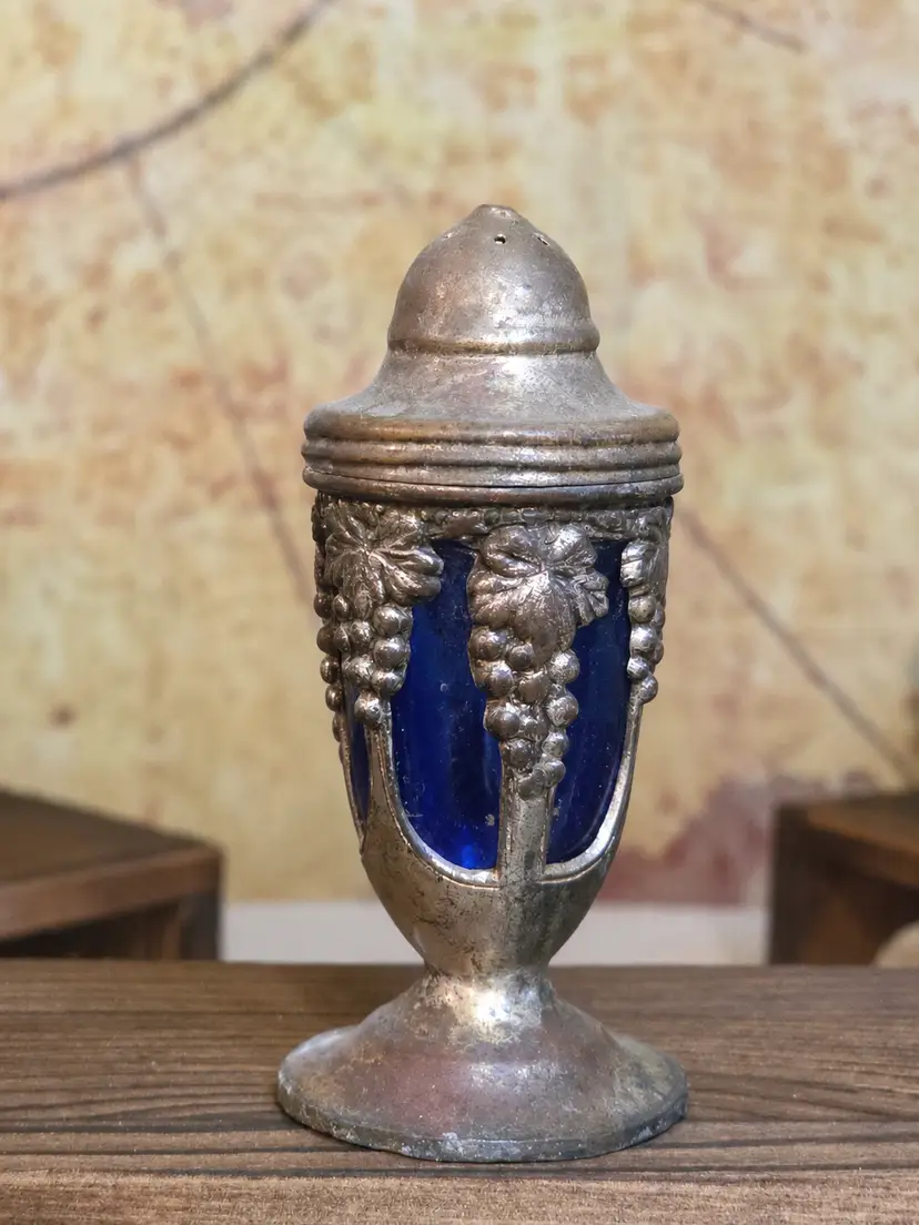 Antique Blue Glass Salt Shaker