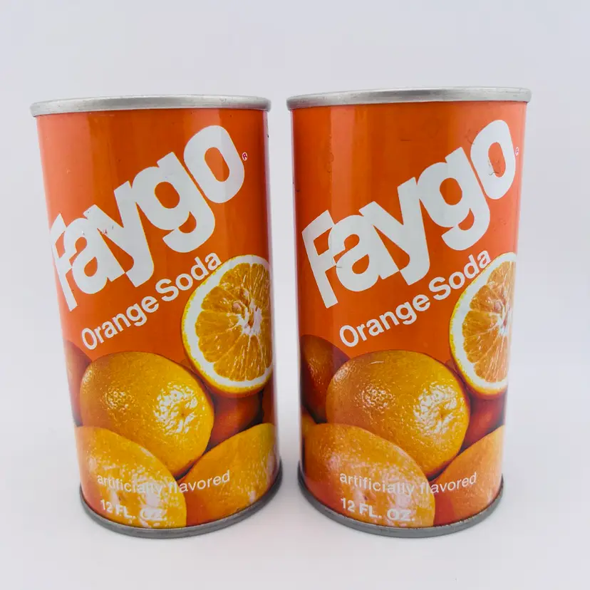 Vintage Faygo Orange Soda Cans 4.75”