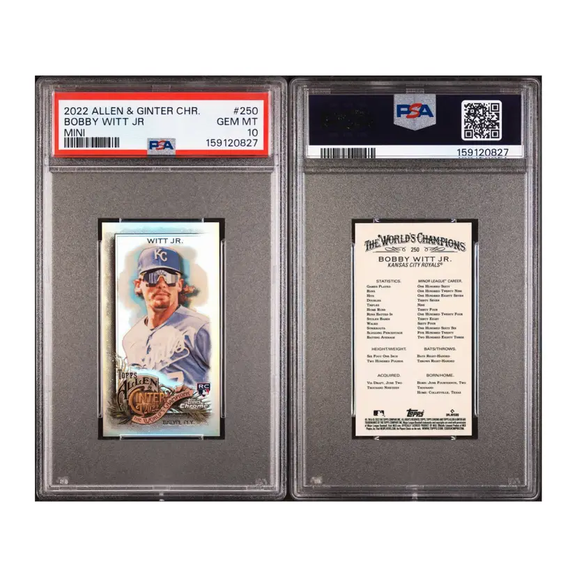 Bobby Witt Jr. PSA 10 2022 Allen & Ginter Chrome #250 Mini RC Rookie Kansas City Royals