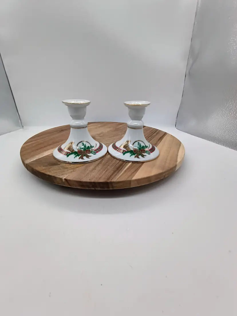 Georges Briard  Holiday - Christmas Theme PAIR CANDLESTICKS.