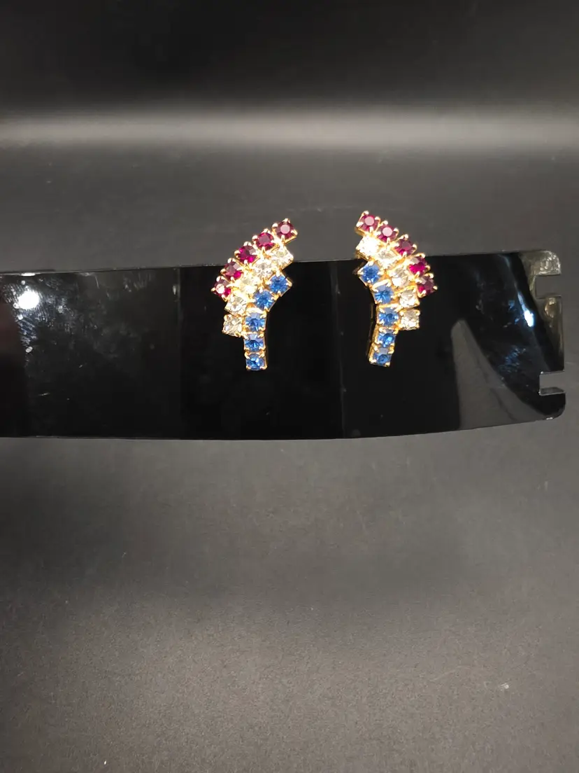 Red, White, and Blue Rhinestone Clip-on Earrings