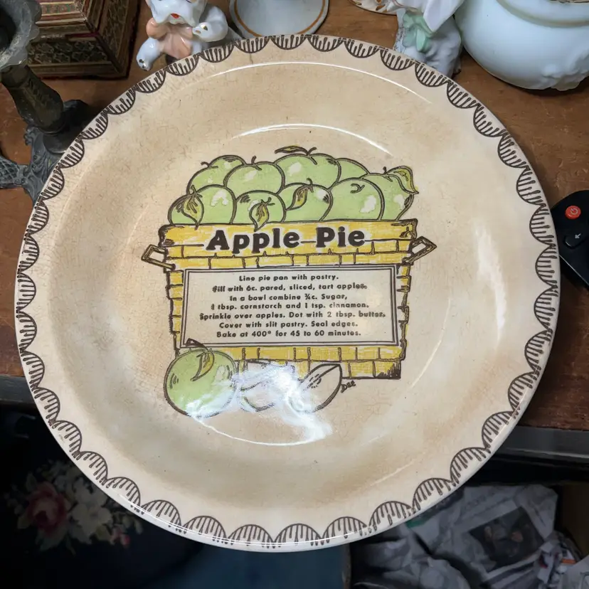 23. Vintage Apple Pie Recipe Plate 10.5”