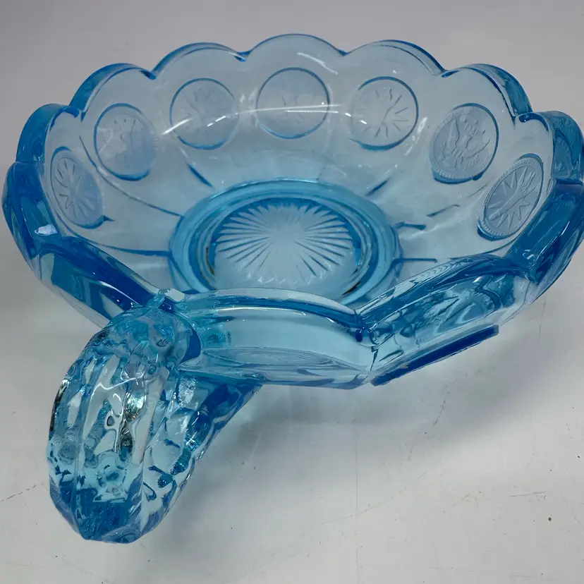 Fostoria Ice Blue Coin Glass Nappy Bowl