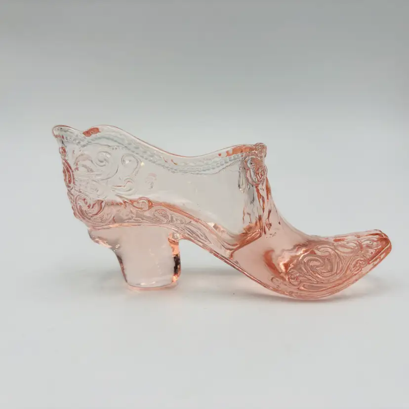 Vintage Mosser Pink  Bows & Scroll Shoe Glass Slipper