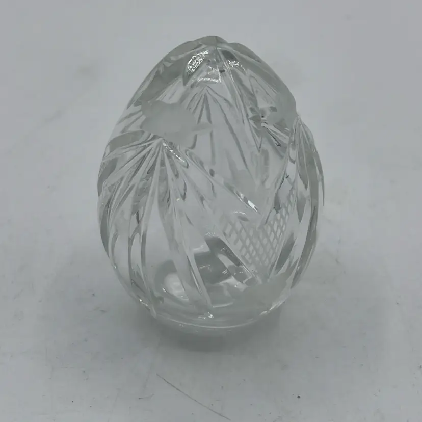 Faberge Cut Crystal Egg Flower Patern Signed/numbered 0156