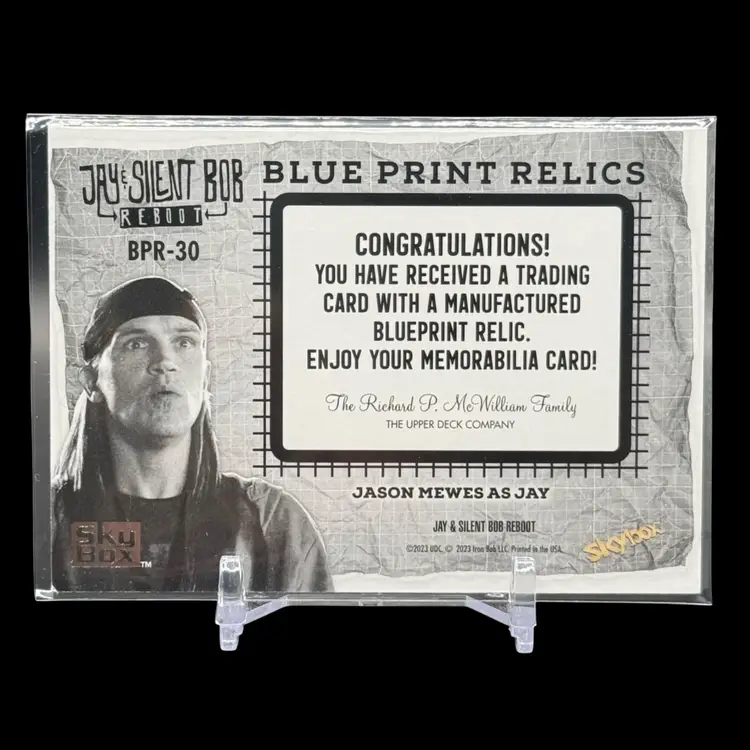 3 Card Relic Lot - 2023 Skybox Jay & Silent Bob Reboot Blue Print Relics Jason Mewes as Jay, Jihad, And Molly Falken