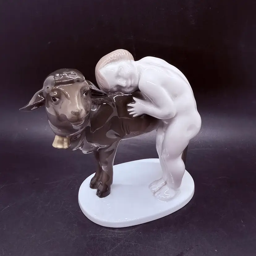 Vintage Antique Rosenthal Cherub Child & Lamb Figurine Albert Caasmann K355