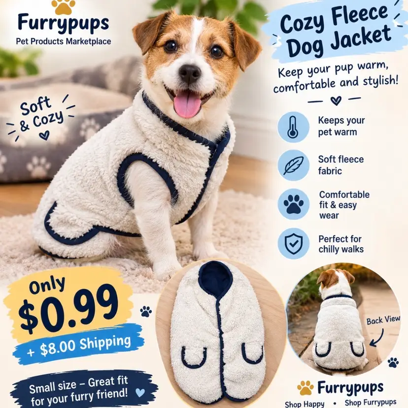 Cozy Fleece Dog Jacket dog vest small used and in good condition