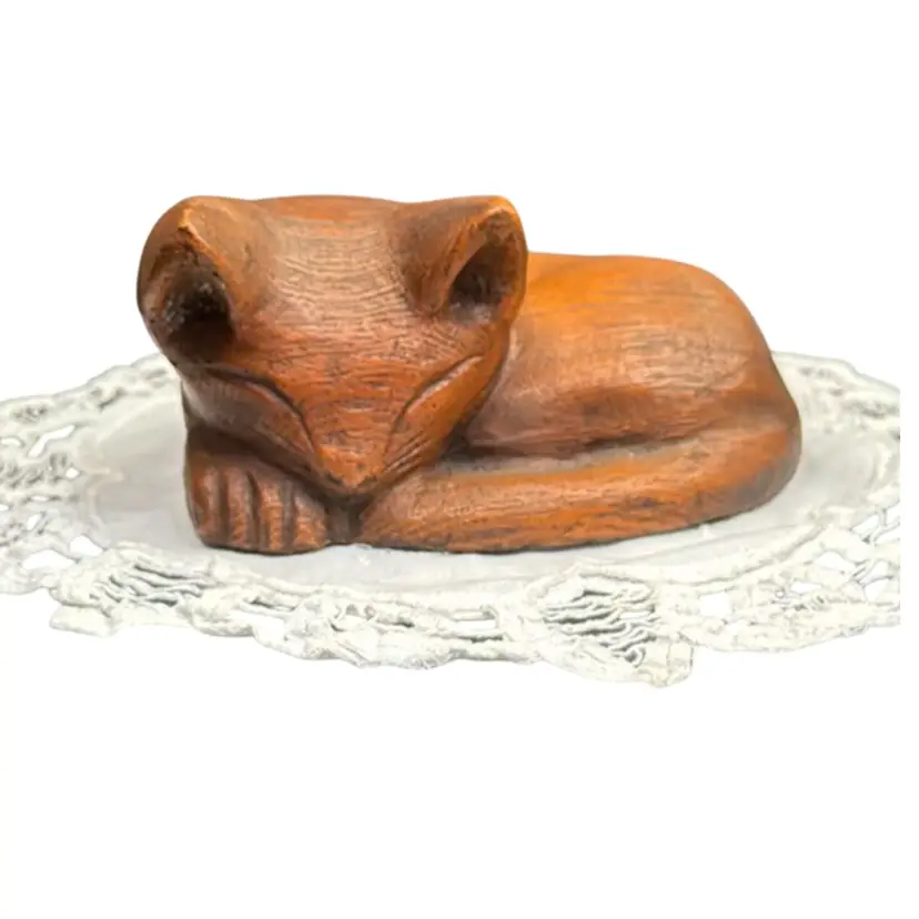 Wooden Folk, Art, Cat Statue Hand Carved