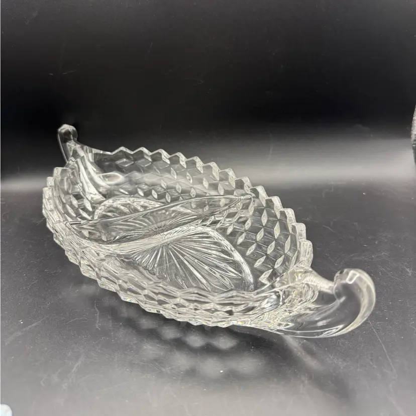 Fostoria American Clear Large 2-Part Relish Boat (Line No. 2056)