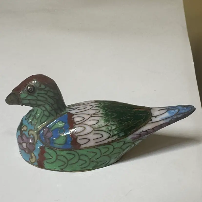 Cloisonné Enamel Duck Bird Figurine 3” long