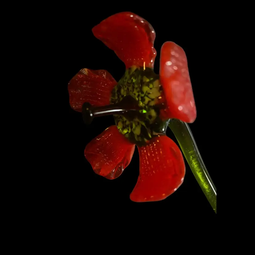 #46- Just In From Ukraine 9 Inch Hand Blown Glass Flowers As Pictured