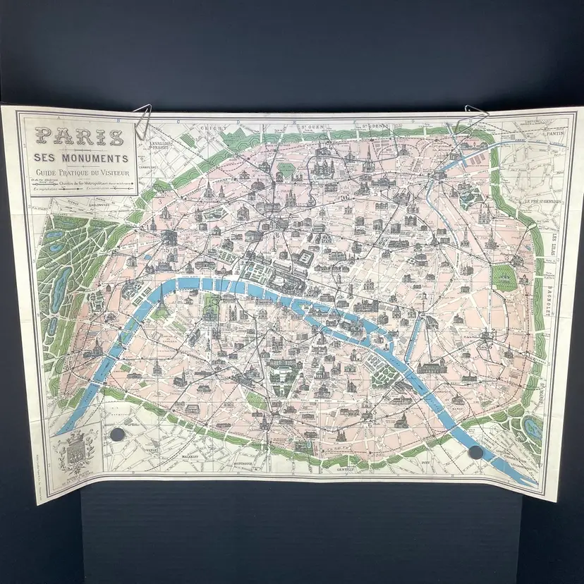 Paris: Ses Monuments – Guide Pratique du Visiteur Poster 2002 Reprint of Antique Map France 27x19"