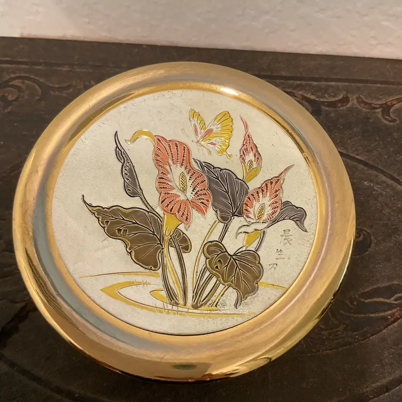 🎉Chokin Porcelain Trinket Box With 24K Gold & Silver Metallic Engravings