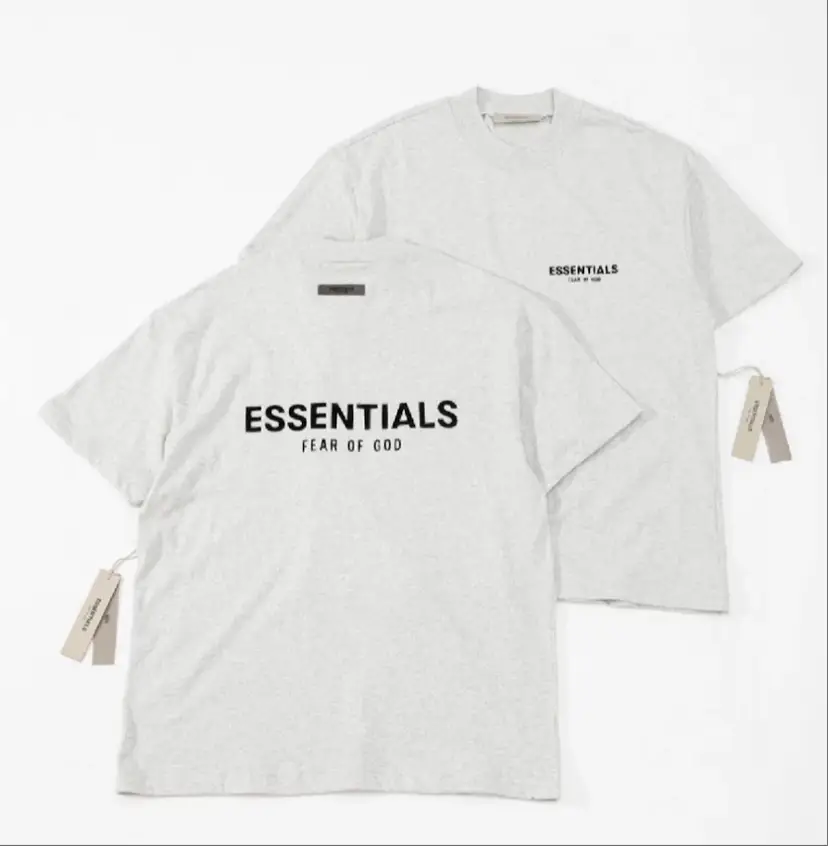 Fear of God ESSENTIALS T-Shirt – Light Grey, Minimalist Streetwear Vibe