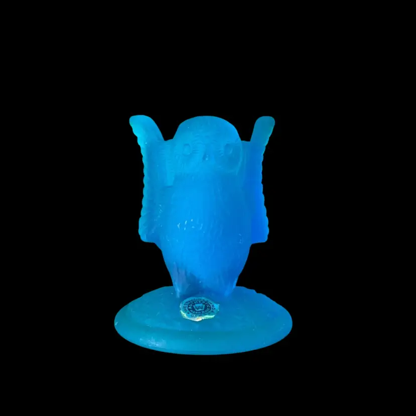 Westmoreland Frosted Cobalt Owl Toothpick Holder 2 3/4” Stickered No Noted Flaws