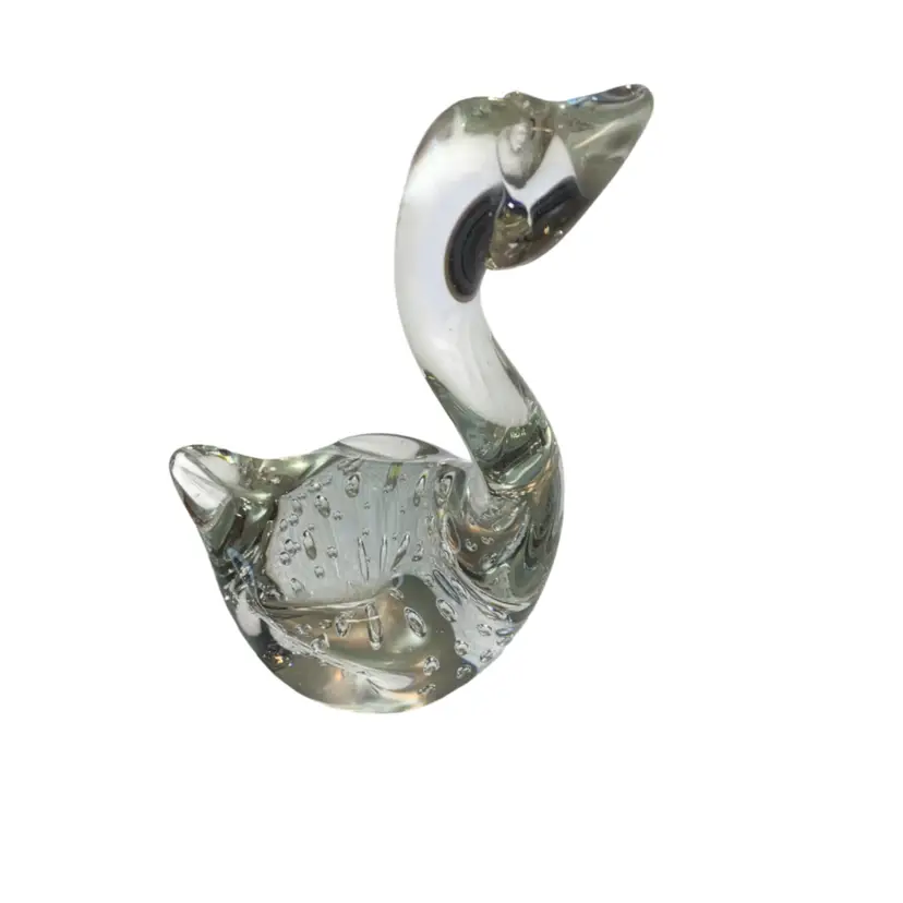 VTG I.W.Rice Clear Art Swan Figurine/Paperweight.
