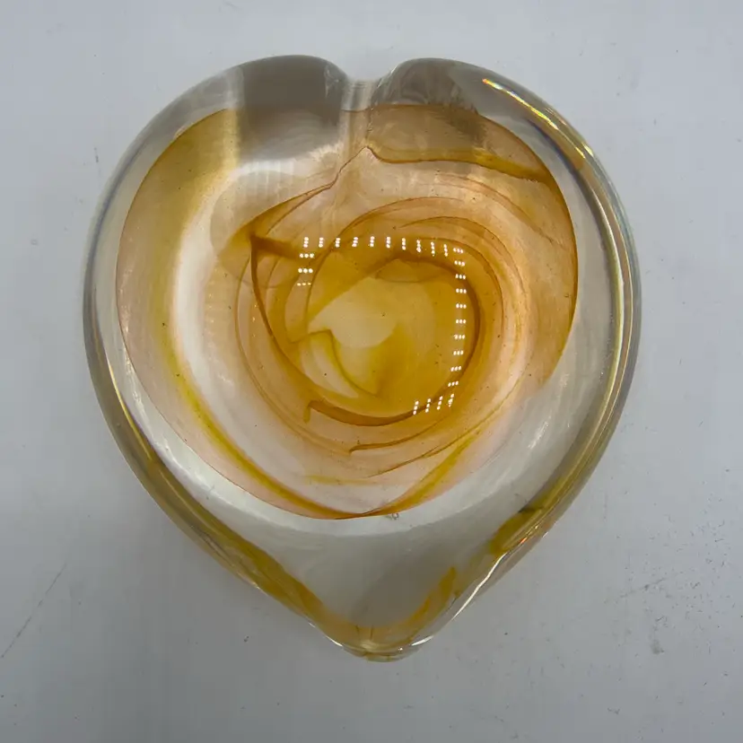 Caithness Glass Scotland Clear Gold Swirly Heart Paperweight “unselected”