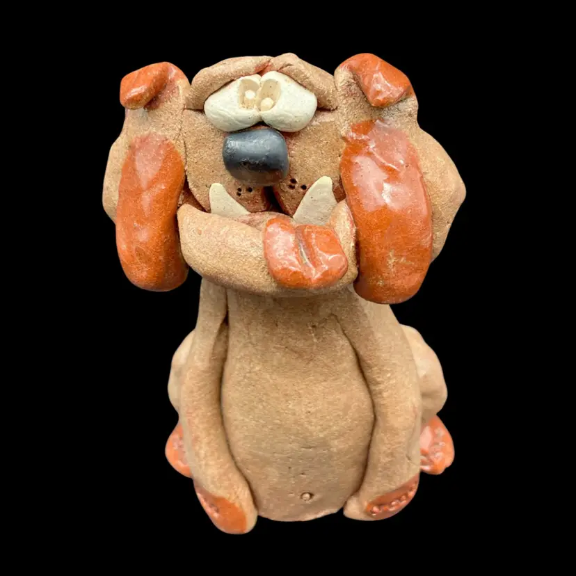BIN - Vintage Whimsical Nancy Hicks Weirdo Pottery Dog Figurine Critter 5.375”