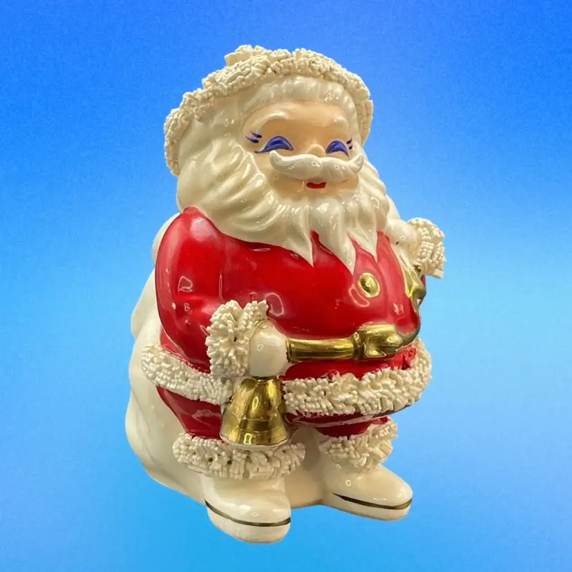 Spaghetti Santa Claus Penny Bank VTG Kitsch Kitschy Christmas Figurine AS IS