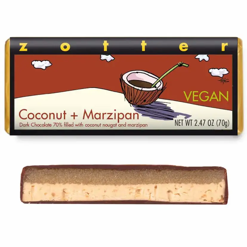 Zotter Coconut Marzipan Chocolate Bar