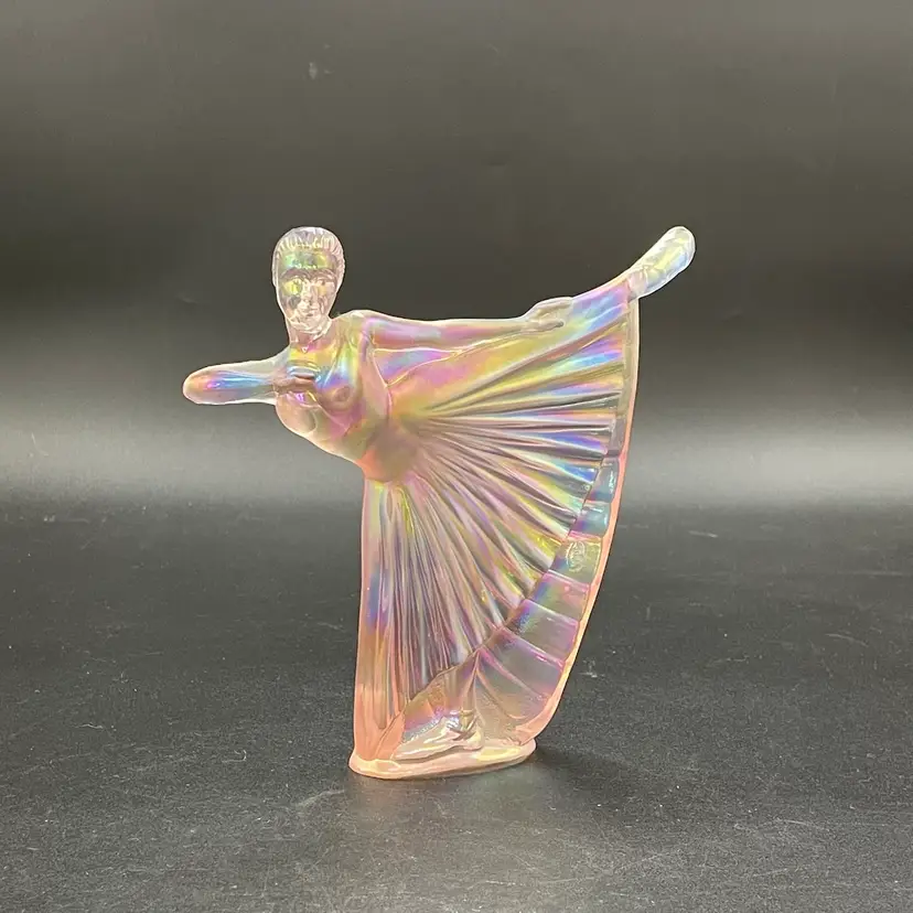 Fenton Pink Iridescent Glass Ballerina Figurine VTG Ballet Dancer Lady Natalie