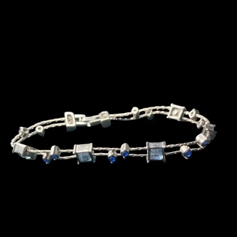 7 1/2” Gunmetal Blue Rhinestone Bracelet!
