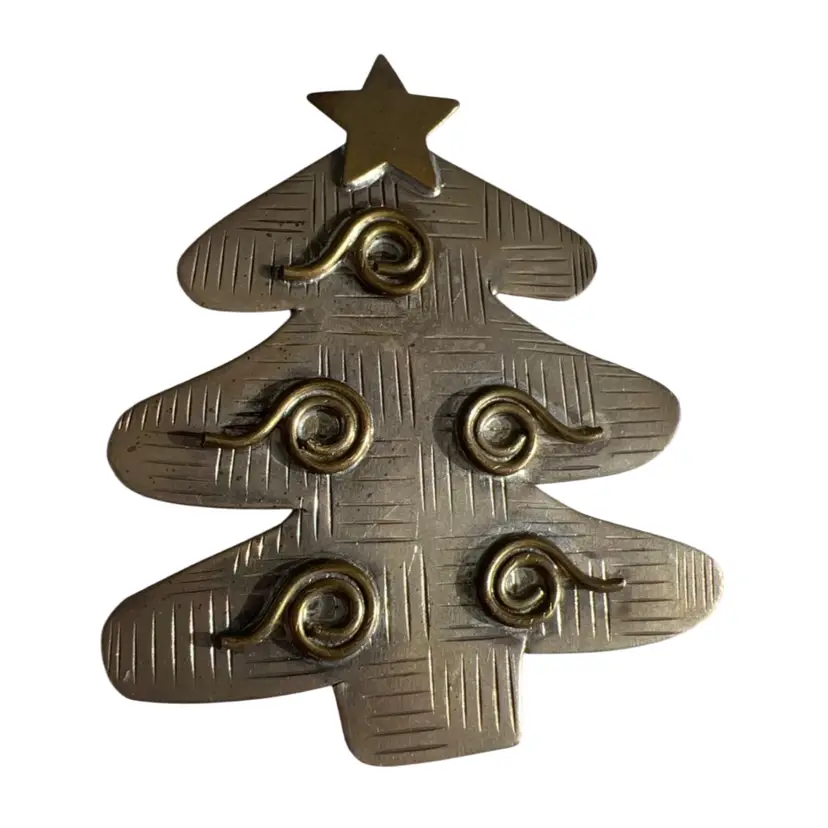 Modernist 2" Metal Art Studio Art Stylized Christmas Tree Pin