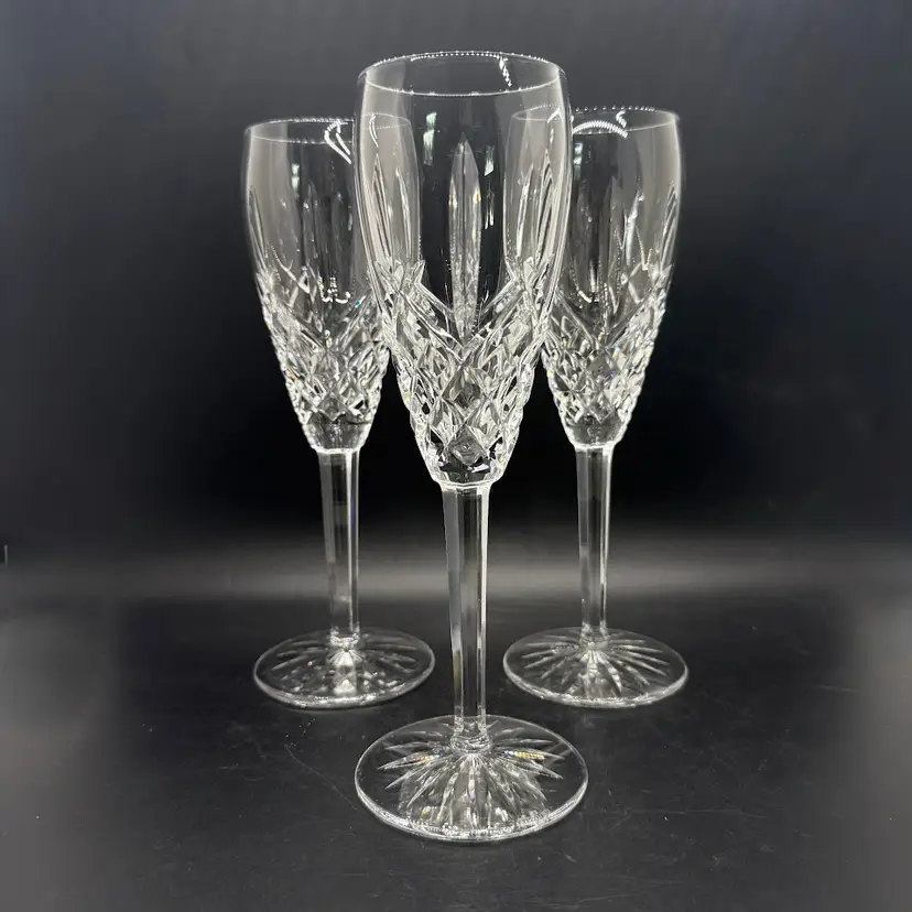 Waterford Araglin Crystal Fluted Champagne Flutes, set of 3