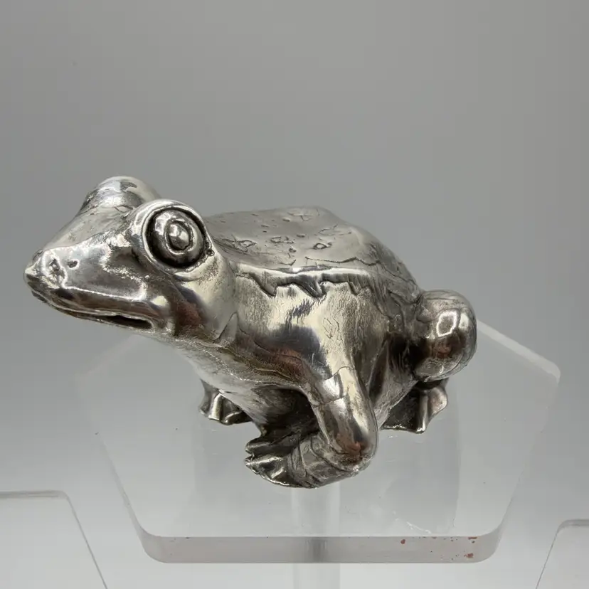 48 Grams 925 Sterling Silver Frog Figurine Polished.