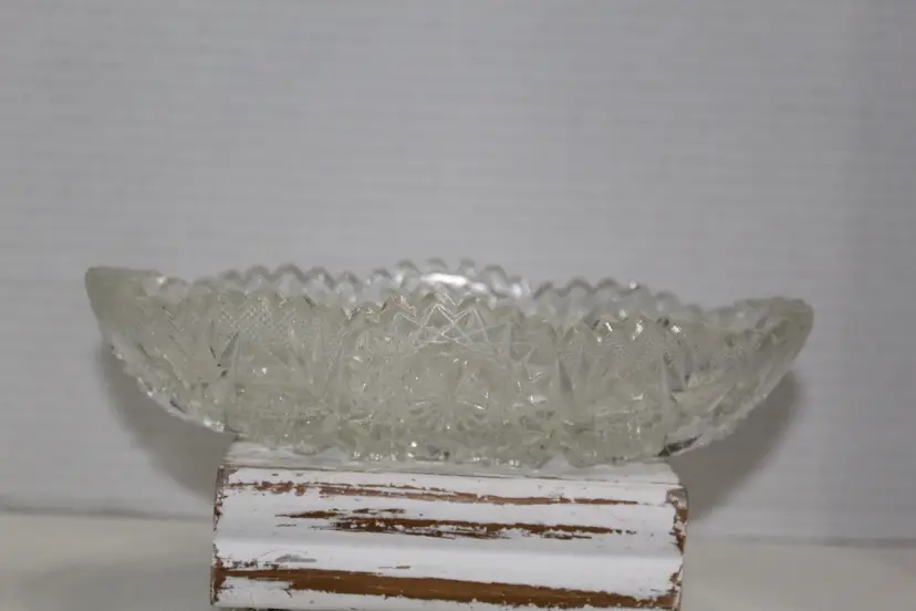 Antique American Brilliant Period Relish Dish Intricate Beautiful Cuts - Read