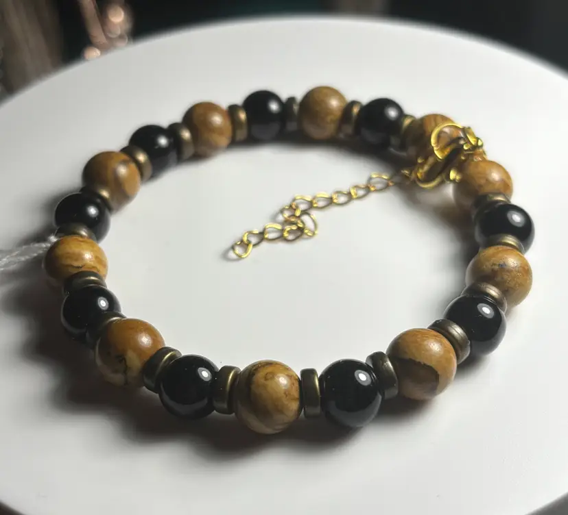#611 Handcrafted Natural Stone Adjustable Bracelet