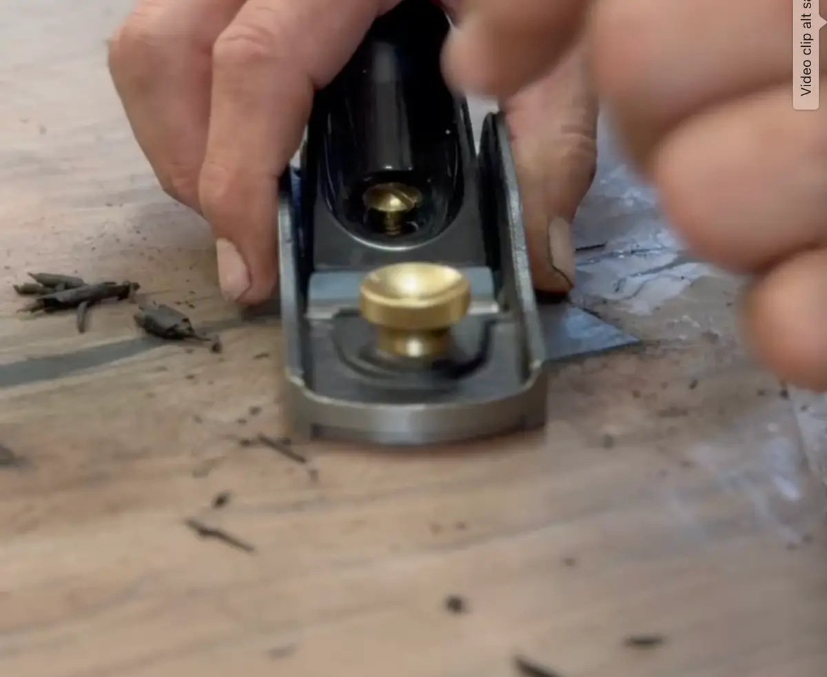 Hand plane on workbench