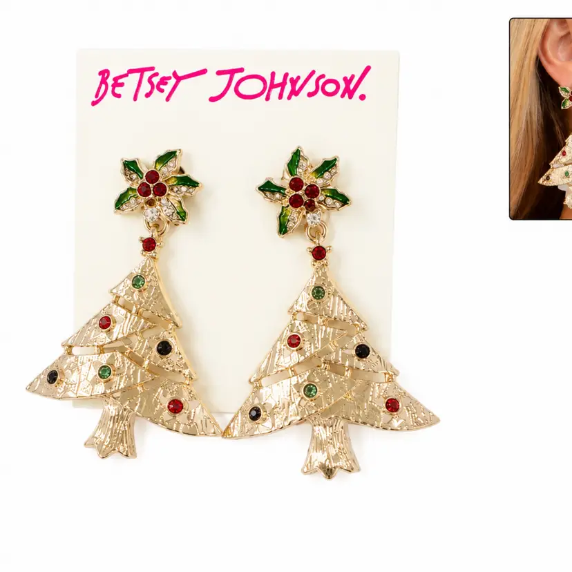 Betsey Johnson Christmas Tree Earrings
