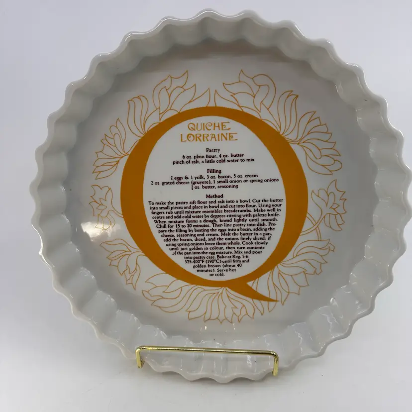 Quiche Lorraine Recipe Plate White Floral