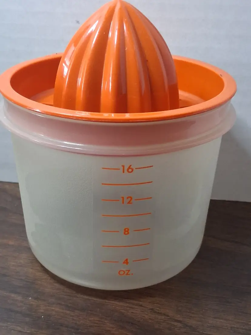 Vintage Tupperware Orange Citrus Juicer with Measuring Cup