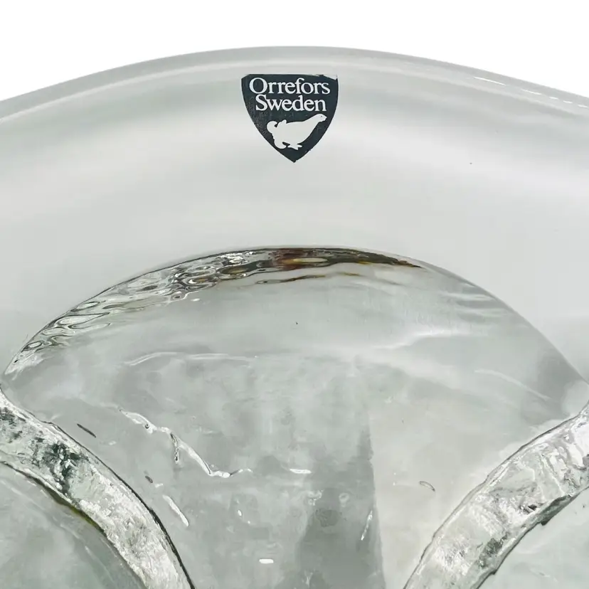#226- Oyster Plate Crystal Platter  By Orrefors Sweden Designer Lars Hellsten Holiday Hosting