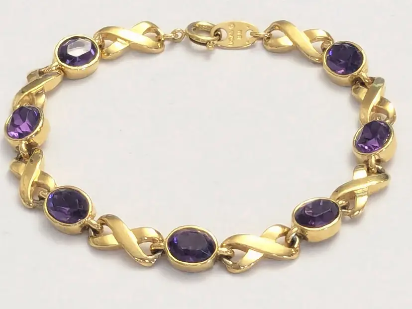 Vintage Avon Faux Amethyst Gold Tone Bracelet
