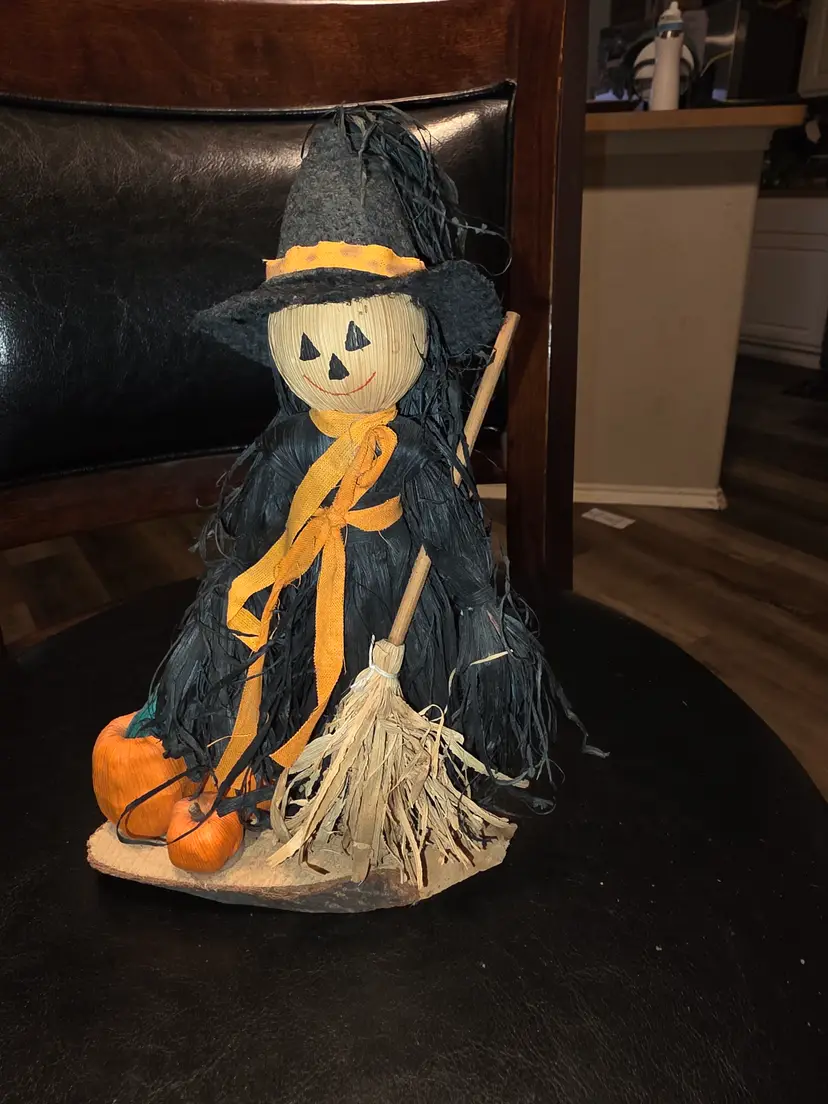 Rustic Straw Witch Halloween Decor