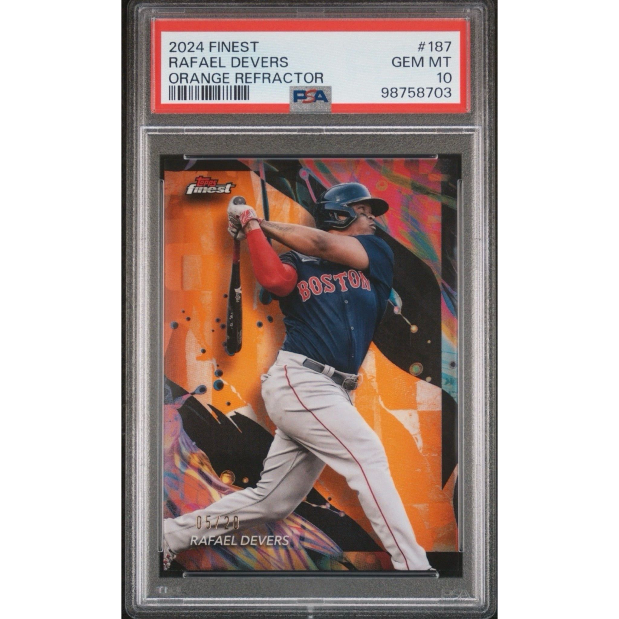 2024 Topps Finest Orange Refractor /20 Rafael Devers #187 PSA 10