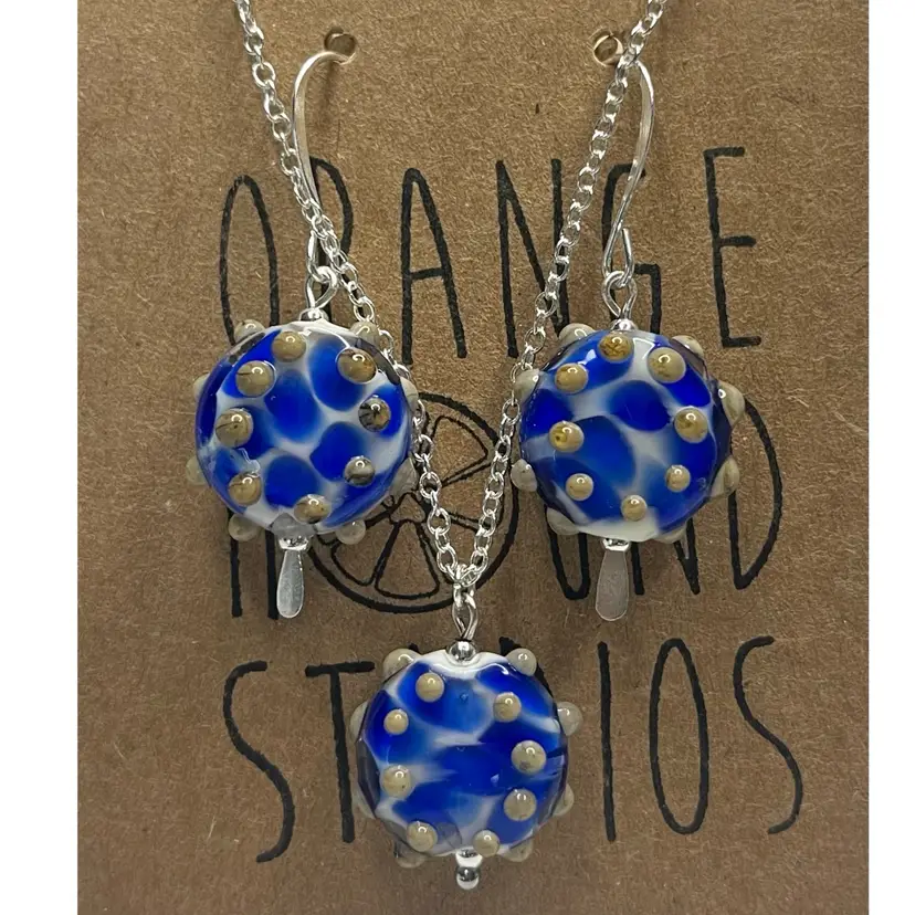 #5 Earring/Necklace Set - Handmade by Me -- Vintage Lampwork