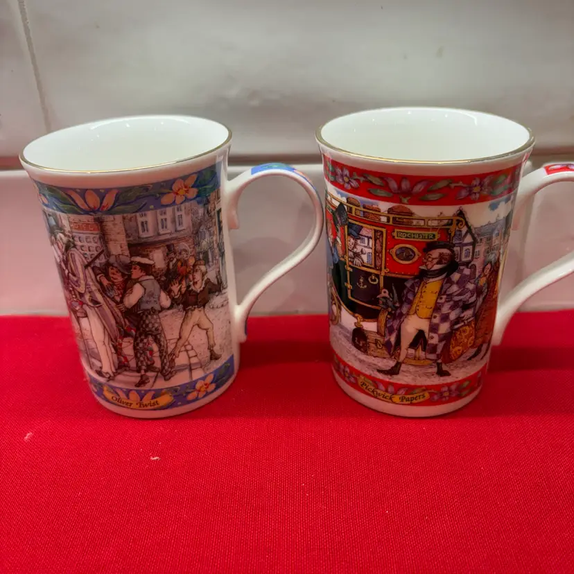 2 Sadler Charles Dickens Mugs - Oliver Twist & Pickwick Papers - Bone China