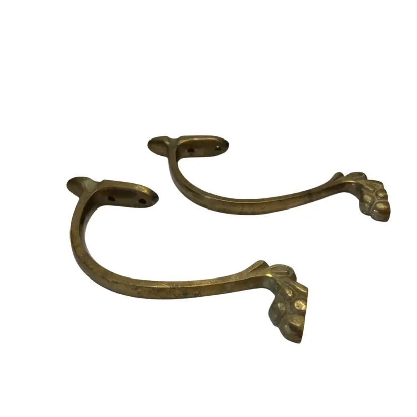 Pair Of Vintage Lion Paw Brass Hooks 
@7 “ Long Some Wear