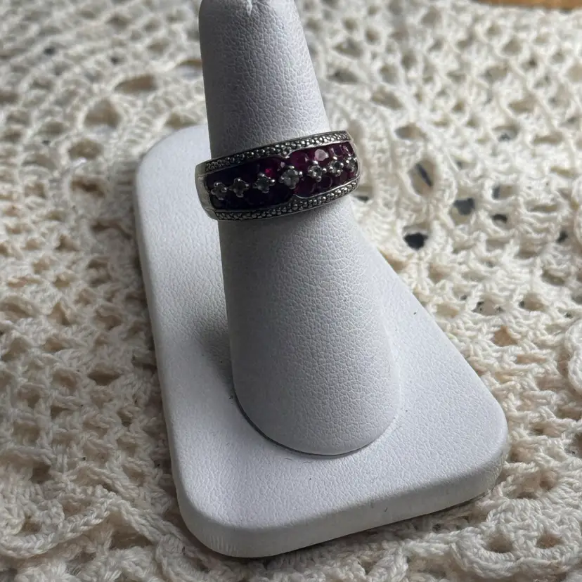 Sterling Silver Ruby Ring Size 7