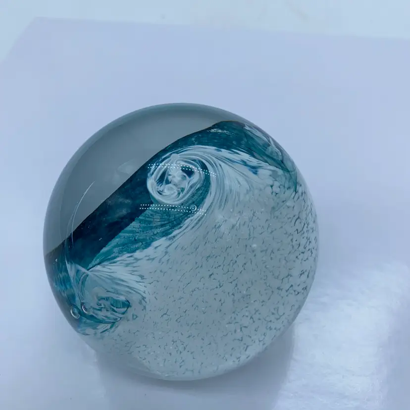 #0084 This is a signed Caithness Scotland Tidal Waves glass paperweight 3”