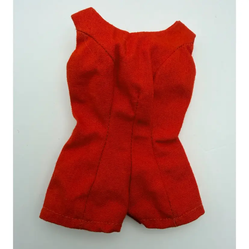 Vintage Barbie 1962 Red Cotton Playsuit Romper Scoop Neck Back Snaps Cotton Mix Mattel